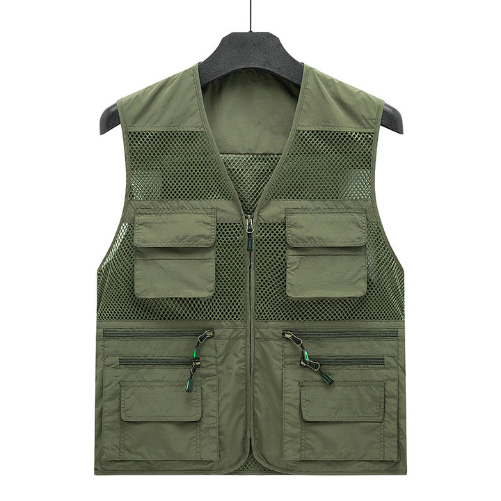 Herren Leichte Mesh-Utility-Weste mit vielen Reißverschluss- und Klapptaschen für Outdoor und Fotografie Echoarchiv
