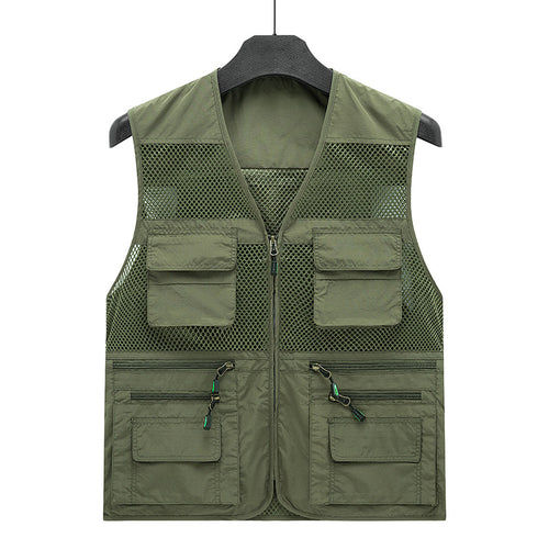 Herren Leichte Mesh-Utility-Weste mit vielen Reißverschluss- und Klapptaschen für Outdoor und Fotografie Echoarchiv
