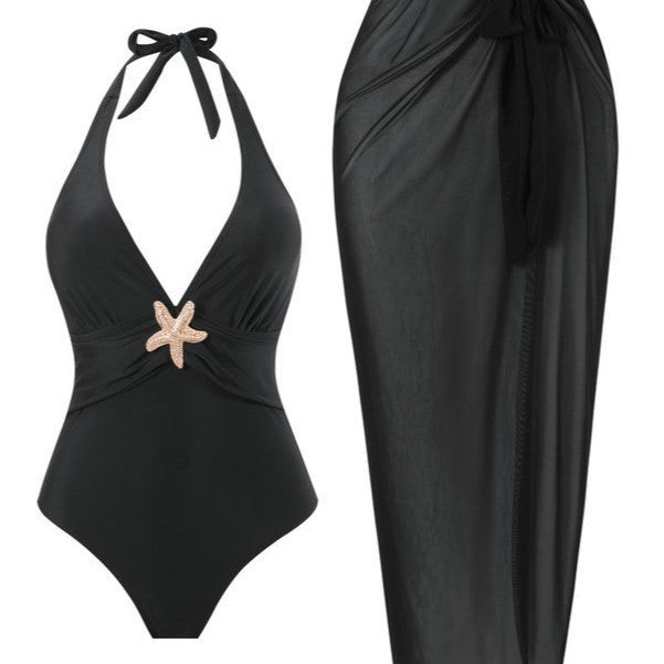 Damen Halterneck Bademode mit transparentem Pareo Echo Archiv