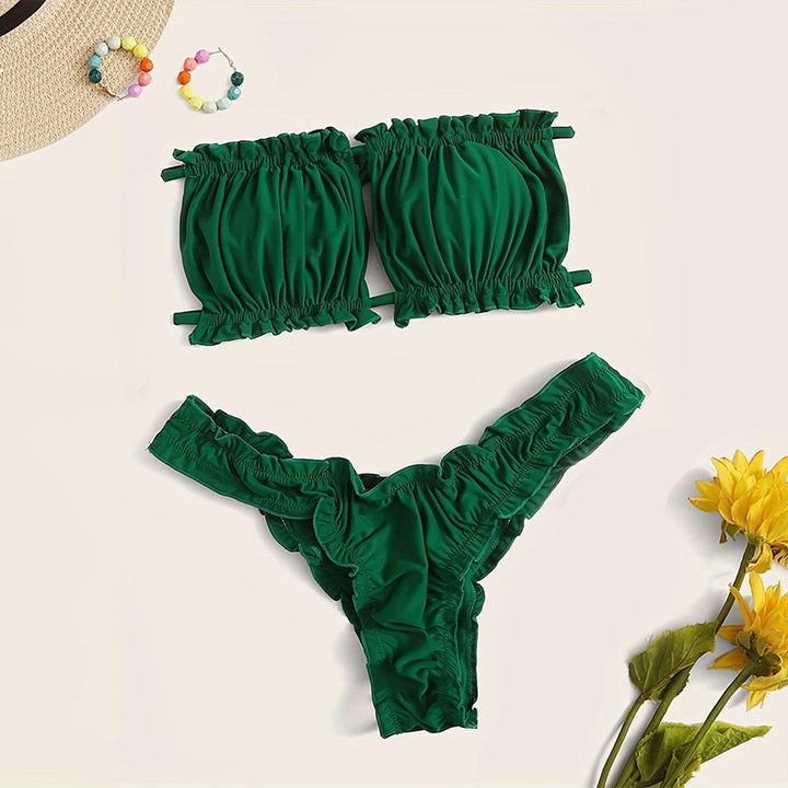 Damen Bandeau-Bikini mit gerafftem Design Echo Archiv