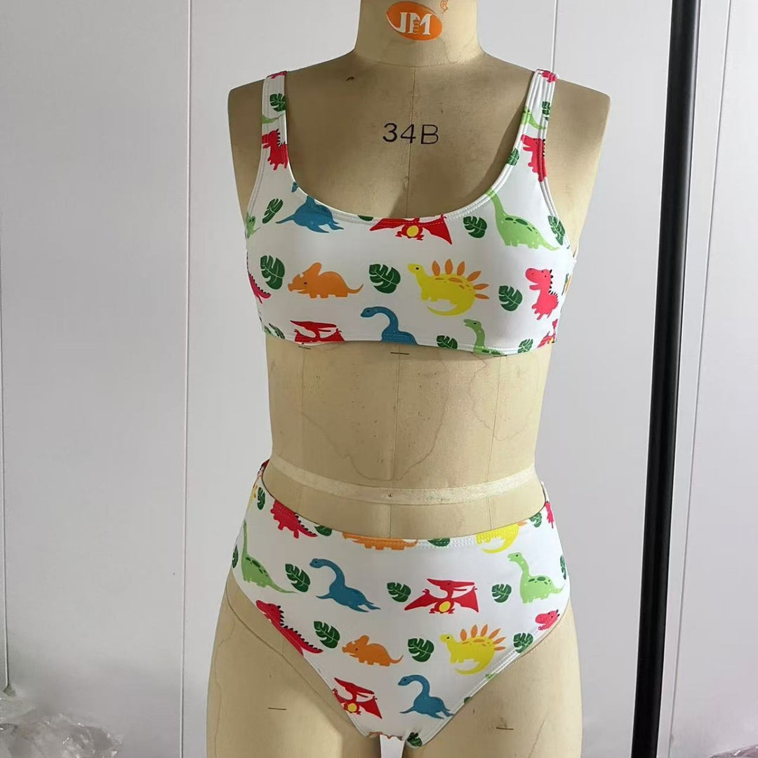 Damen Sport-Bikini mit verspieltem Dinosaurier-Muster Echo Archiv