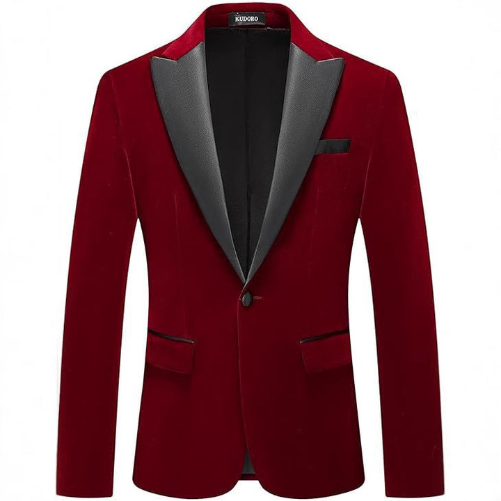 Herren eleganter Smokingblazer mit satinierter Revers und feiner Struktur Echoarchiv