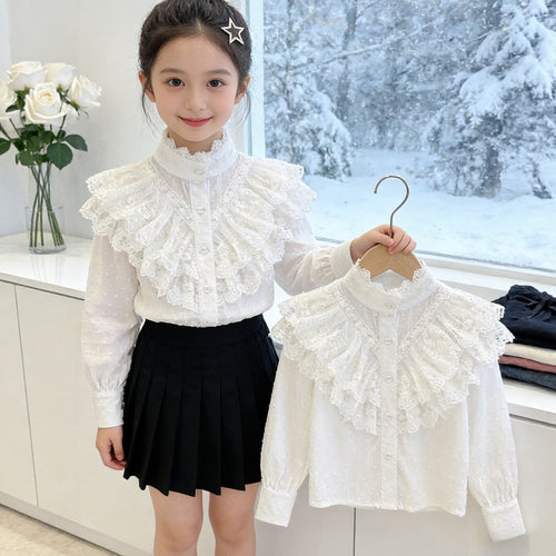 Mädchen elegante Rüschenbluse mit feinen Details Echo Archiv