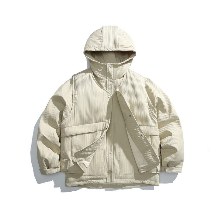 Unisex Wattierte Kapuzenjacke mit abnehmbarem Westeinsatz und gerippter Struktur Echo Archiv