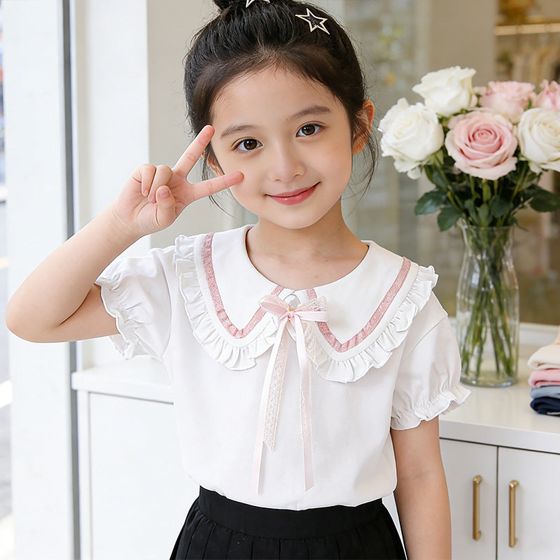 Mädchen Bluse mit Rüschendetails und dekorativem Kragen Echo Archiv