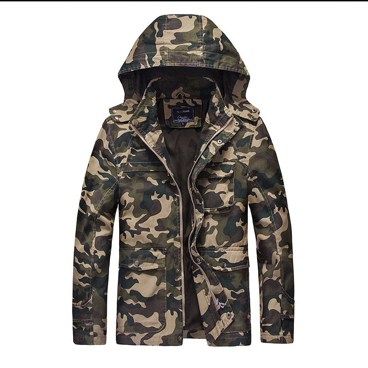 Herren leichte Camouflage Feldjacke mit Kapuze, Kordelzug und Multifunktions‑Taschen – Taviero