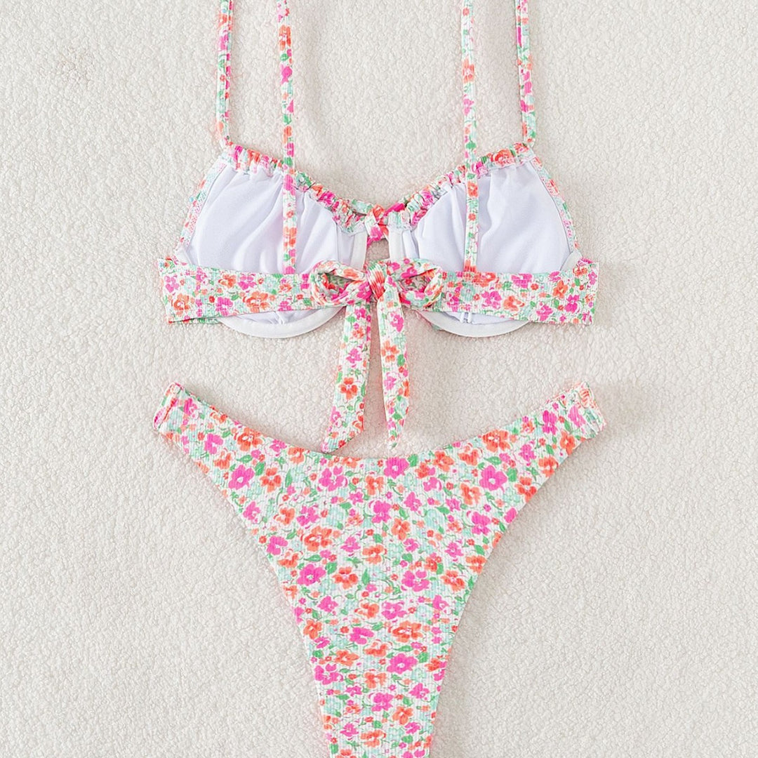 Damen Triangel-Bikini mit verstellbaren Trägern und floralem Motiv Echo Archiv