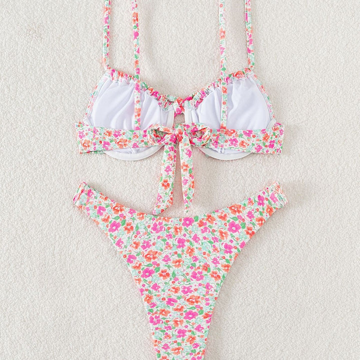 Damen Triangel-Bikini mit verstellbaren Trägern und floralem Motiv Echo Archiv