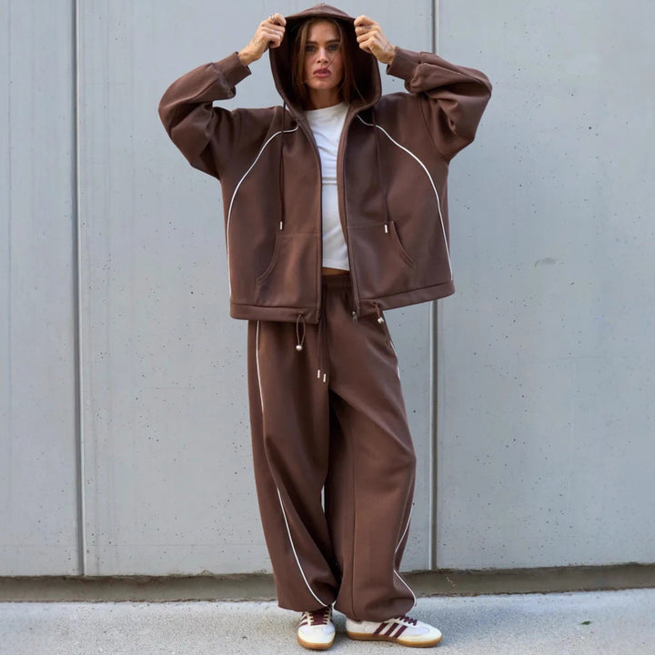 Damen Sportliches Oversized Kapuzenjacken-Set Echo Archiv