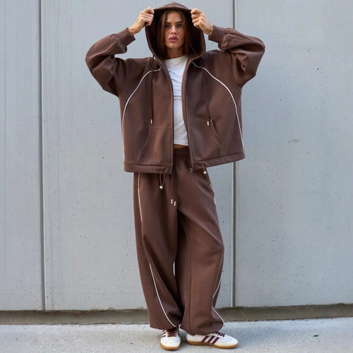 Damen Sportliches Oversized Kapuzenjacken-Set Echo Archiv