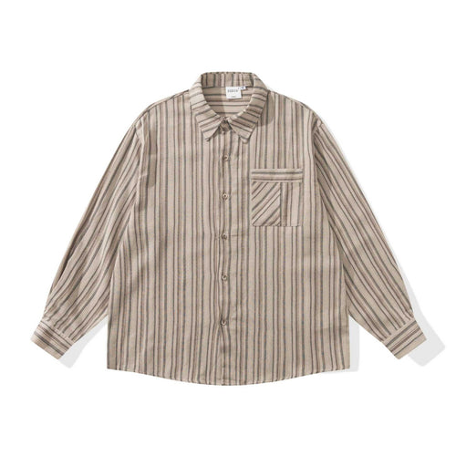 Herren Lockeres Overshirt-Hemd mit gestreifter Webstruktur, Brusttasche und legerem Schnitt Echoarchiv