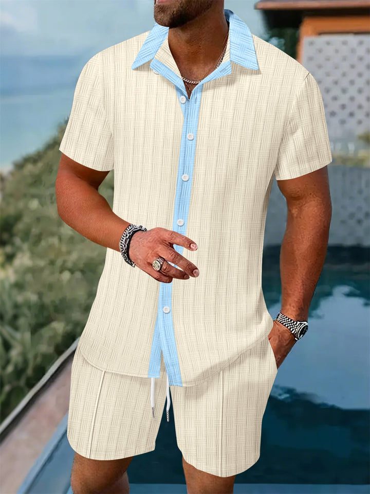 Herren Freizeit Hemd mit Knopfleiste und Shorts Set Echoarchiv