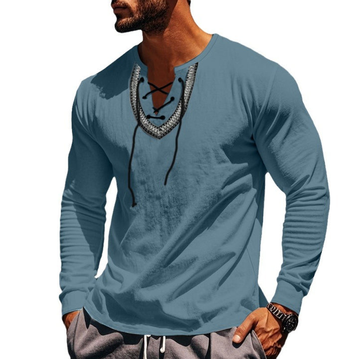 Herren Langarmshirt mit kreativem Schnürdesign Echoarchiv
