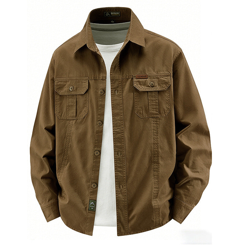 Herren  leichte Baumwolle Utility Overshirt mit Klappbrusttaschen Echo Archiv