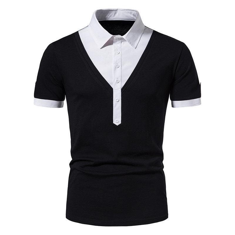 Herren Poloshirt mit modernem V-Ausschnitt und kontrastierenden Akzenten Echoarchiv