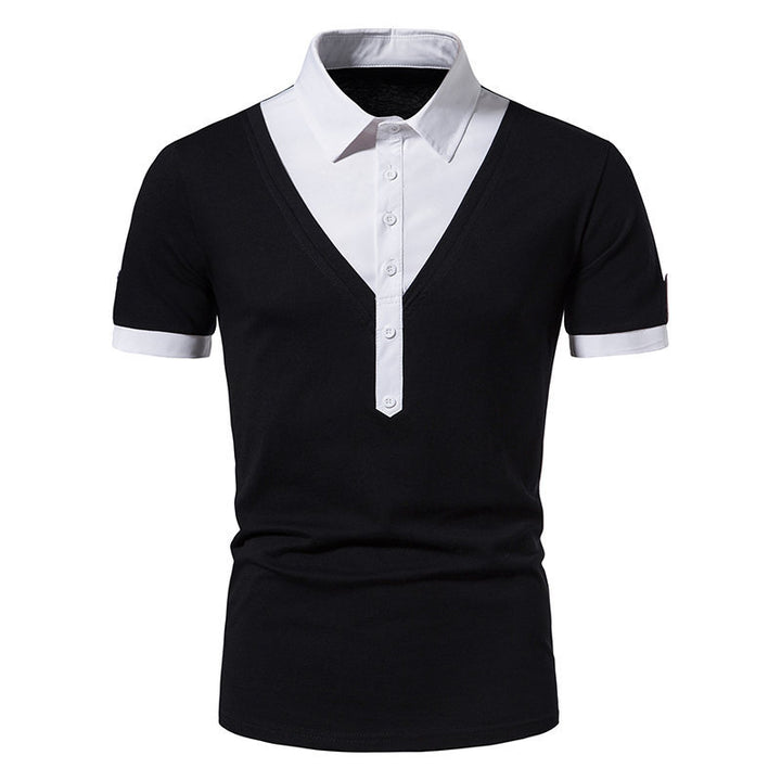 Herren Poloshirt mit modernem V-Ausschnitt und kontrastierenden Akzenten Echoarchiv