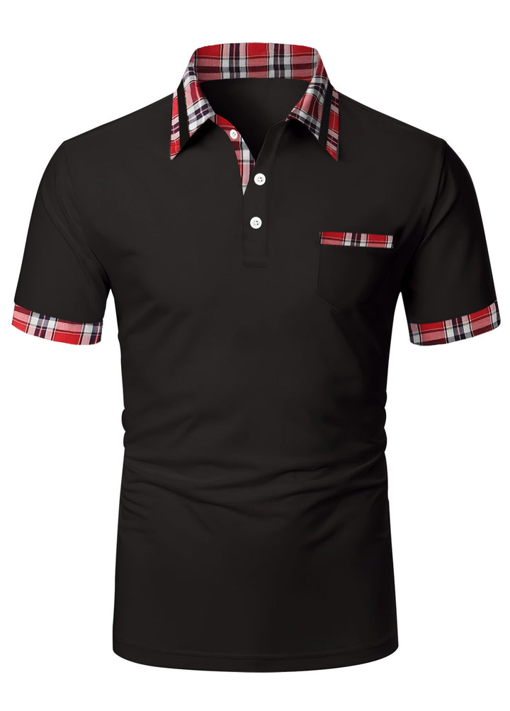 Herren Poloshirt mit modernem Karodetail und praktischer Brusttasche Echoarchiv