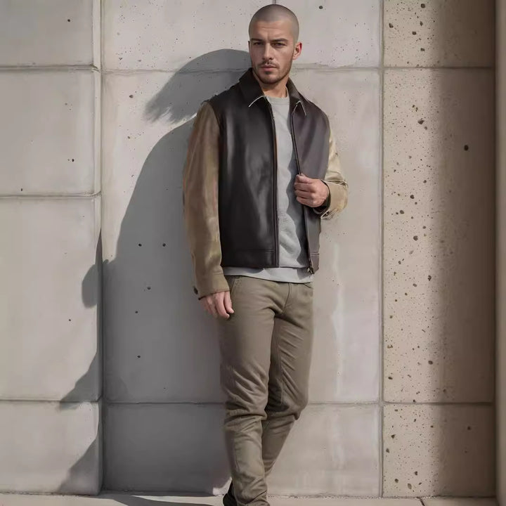 Herren modische Hybridjacke aus Leder und Cord Echoarchiv