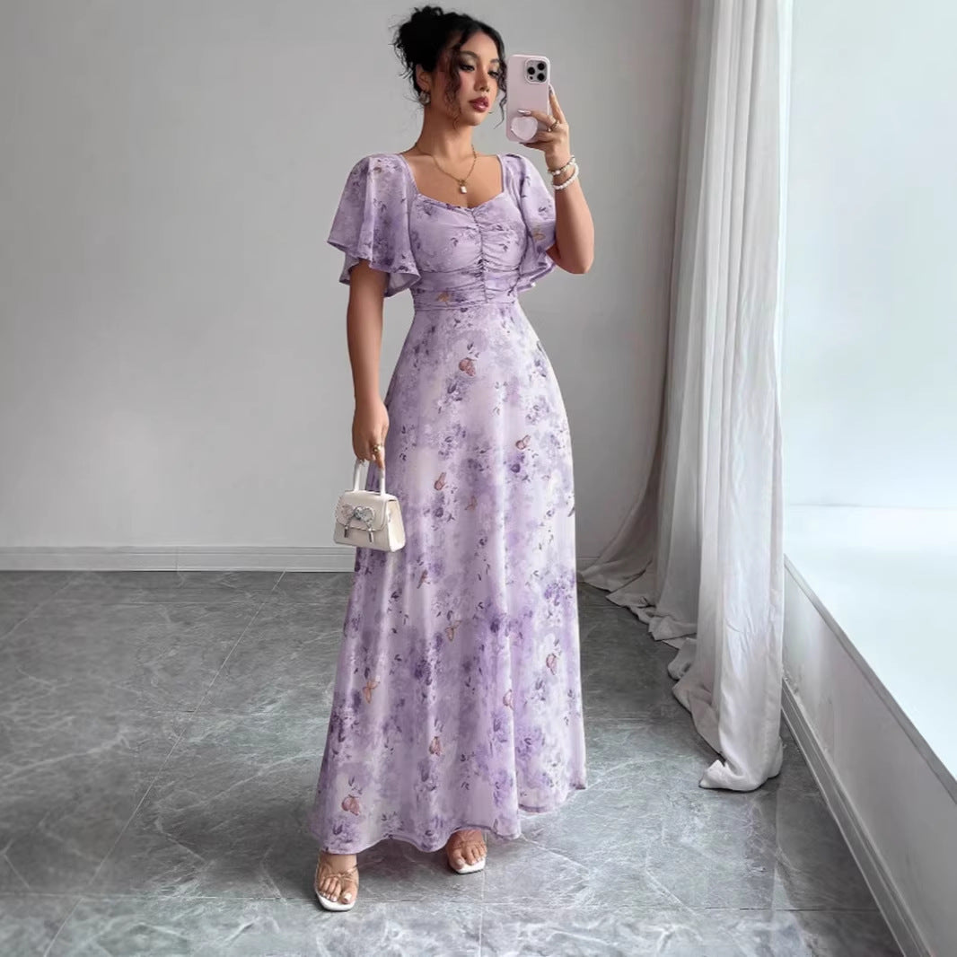 Damen Maxikleid mit fließendem Schnitt und romantischem Blumenmuster Echo Archiv