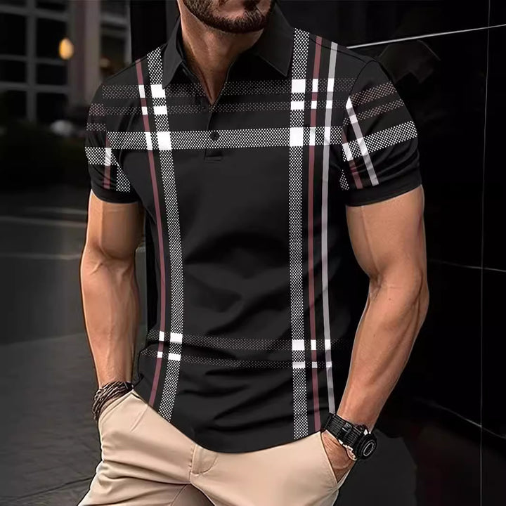 Herren modisches Polohemd mit auffälligem Karodesign Echoarchiv