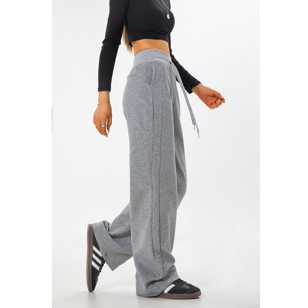 Damen Weite High‑Waist Sweatpalazzo‑Hose mit hohem Elastikbund und Tunnelzug Echo Archiv