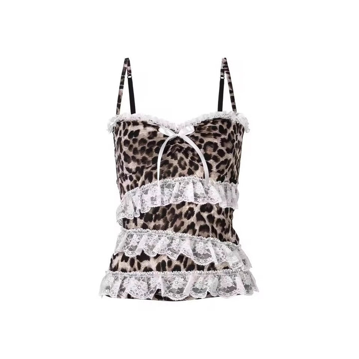 Damen Rüschen Top mit Leopardenmuster Echo Archiv