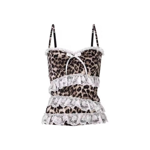 Damen Rüschen Top mit Leopardenmuster Echo Archiv