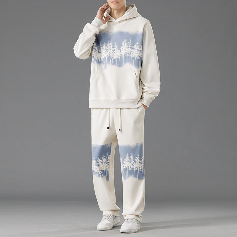 Herren Freizeit-Loungewear-Set mit entspannter Passform und kreativen Baum-Print Echoarchiv
