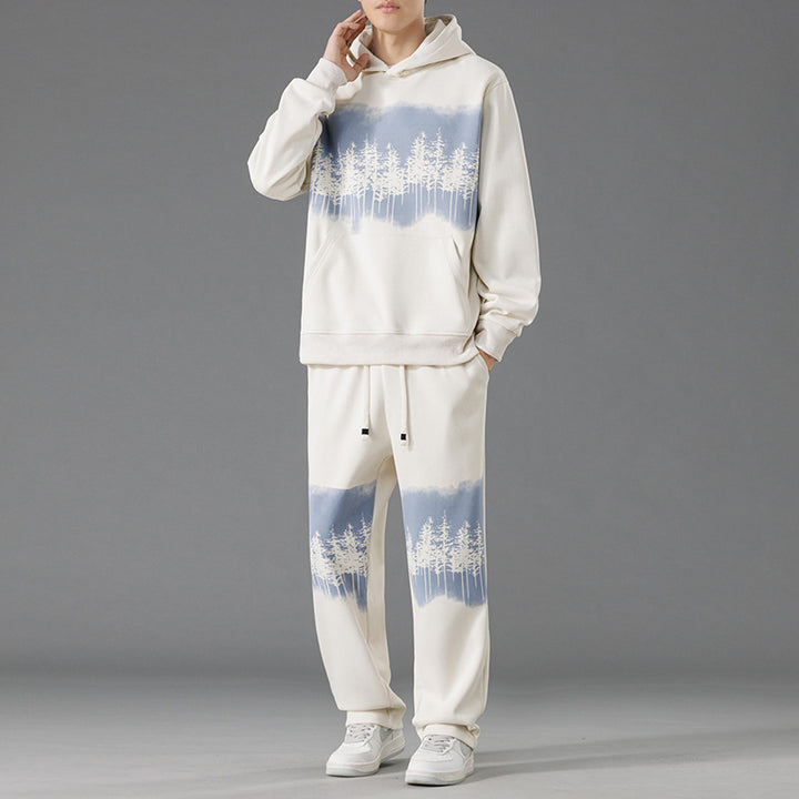 Herren Freizeit-Loungewear-Set mit entspannter Passform und kreativen Baum-Print Echoarchiv