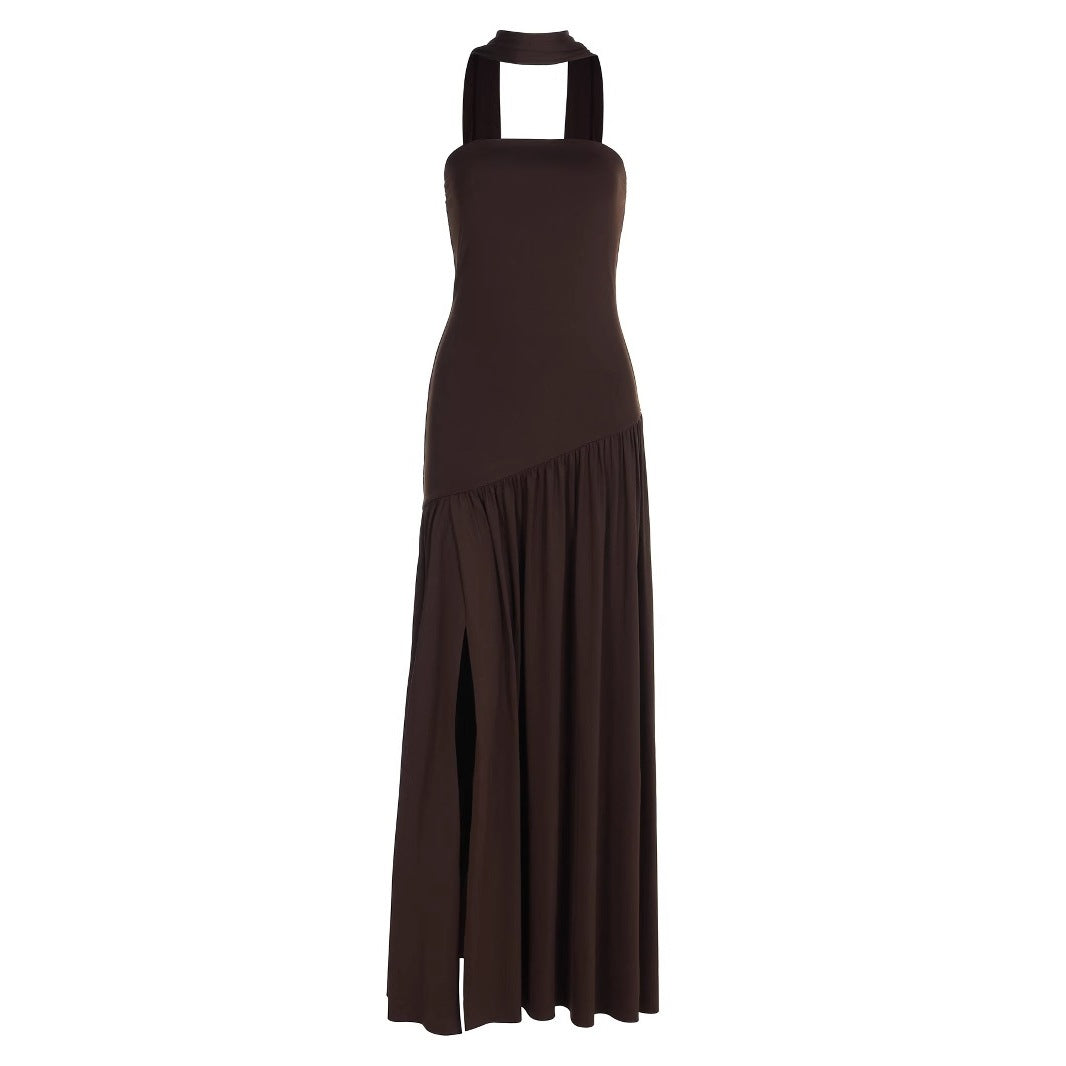 Damen Maxikleid mit schulterfreiem Design und dekorativem Wickelausschnitt Echo Archiv