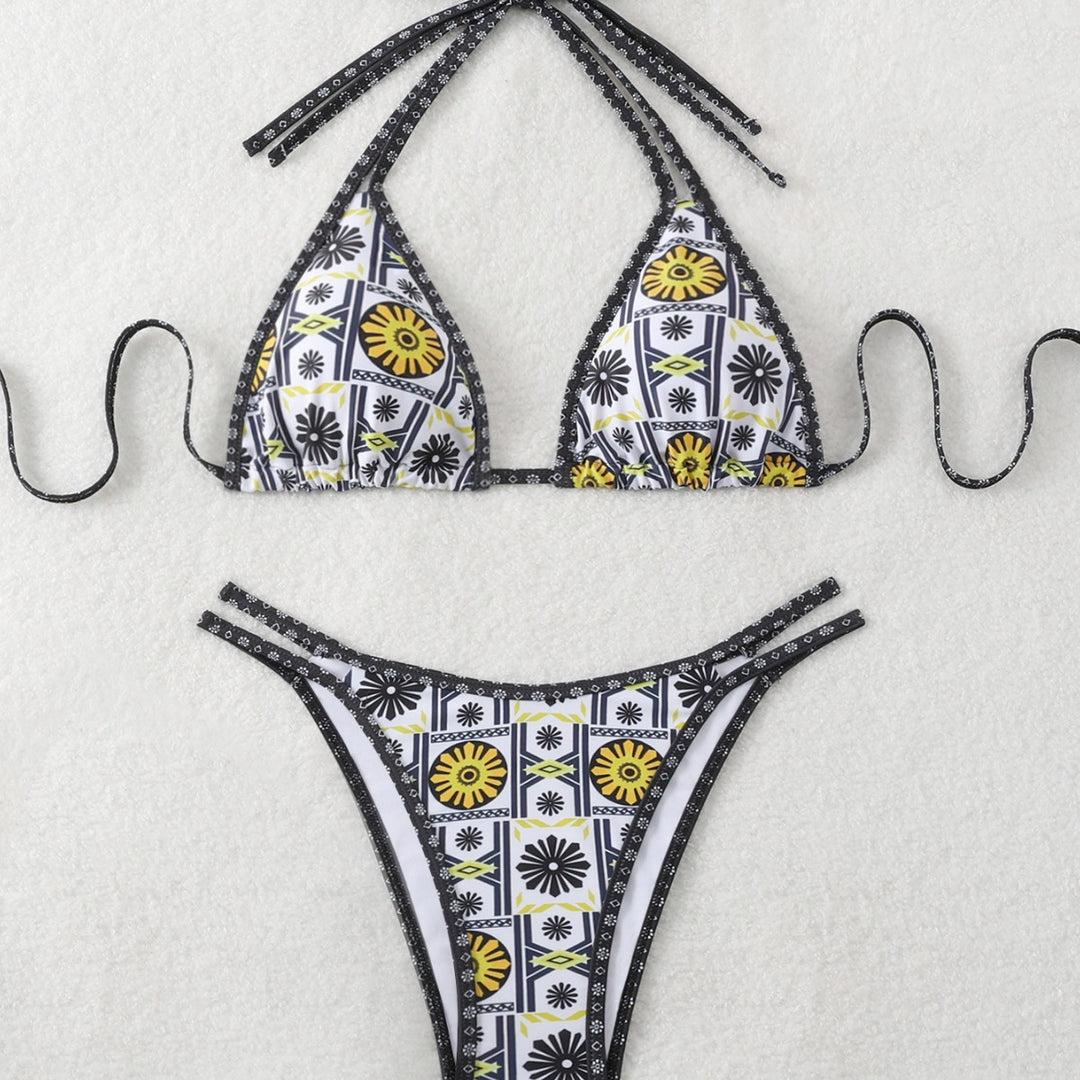 Damen Triangel-Bikini mit modernem geometrischem Muster Echo Archiv