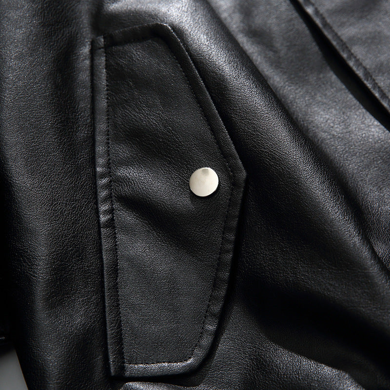 Herren Boxy Kunstleder-Blousonjacke mit Stehkragen Druckknopfblende und elastischem Saum Echo Archiv