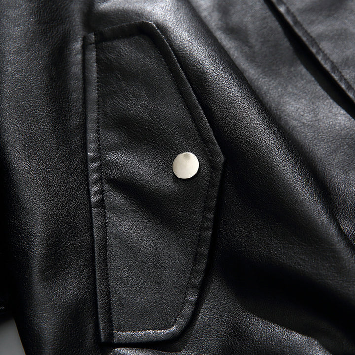 Herren Boxy Kunstleder-Blousonjacke mit Stehkragen Druckknopfblende und elastischem Saum Echo Archiv