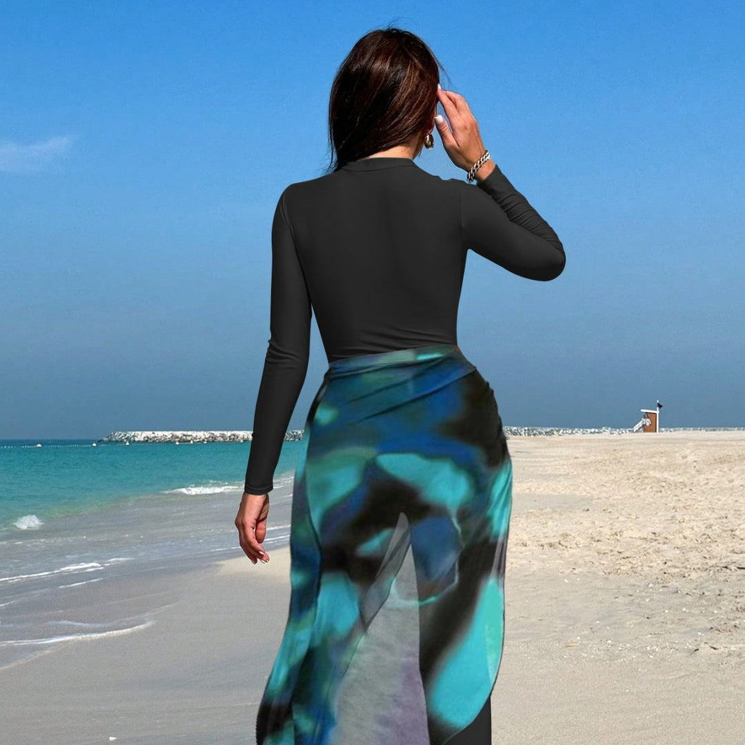 Damen sportlicher Langarm-Surfsuit mit raffinierten Wickeldetails Echo Archiv