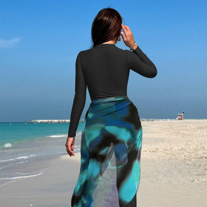 Damen sportlicher Langarm-Surfsuit mit raffinierten Wickeldetails Echo Archiv