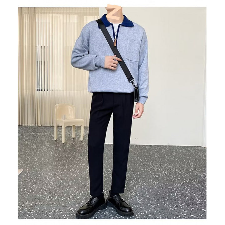Herren Elegante Sweatjacke mit Stehkragen und Reißverschluss – Taviero