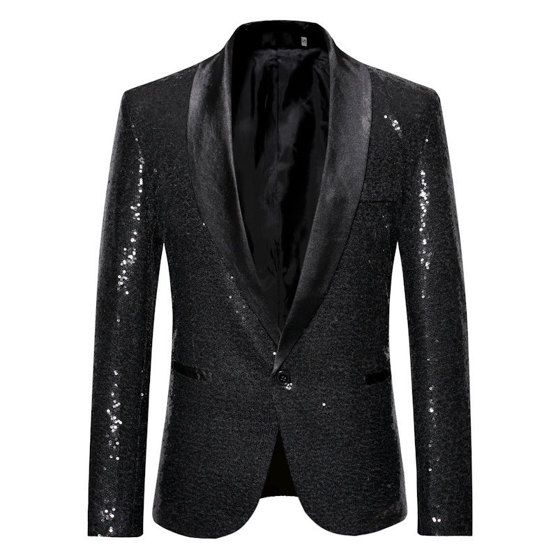 Herren schimmernder Paillettenblazer mit elegantem Revers Echoarchiv