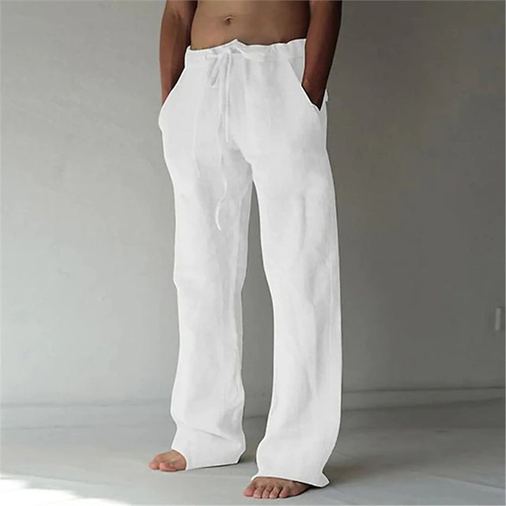 Herren lässige Leinenhose mit adjustablem Bund und seitlichen Taschen Echoarchiv