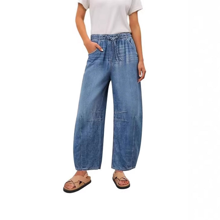 Damen weite Denim-Hose mit elastischem Bund und praktischem Schnitt Echo Archiv