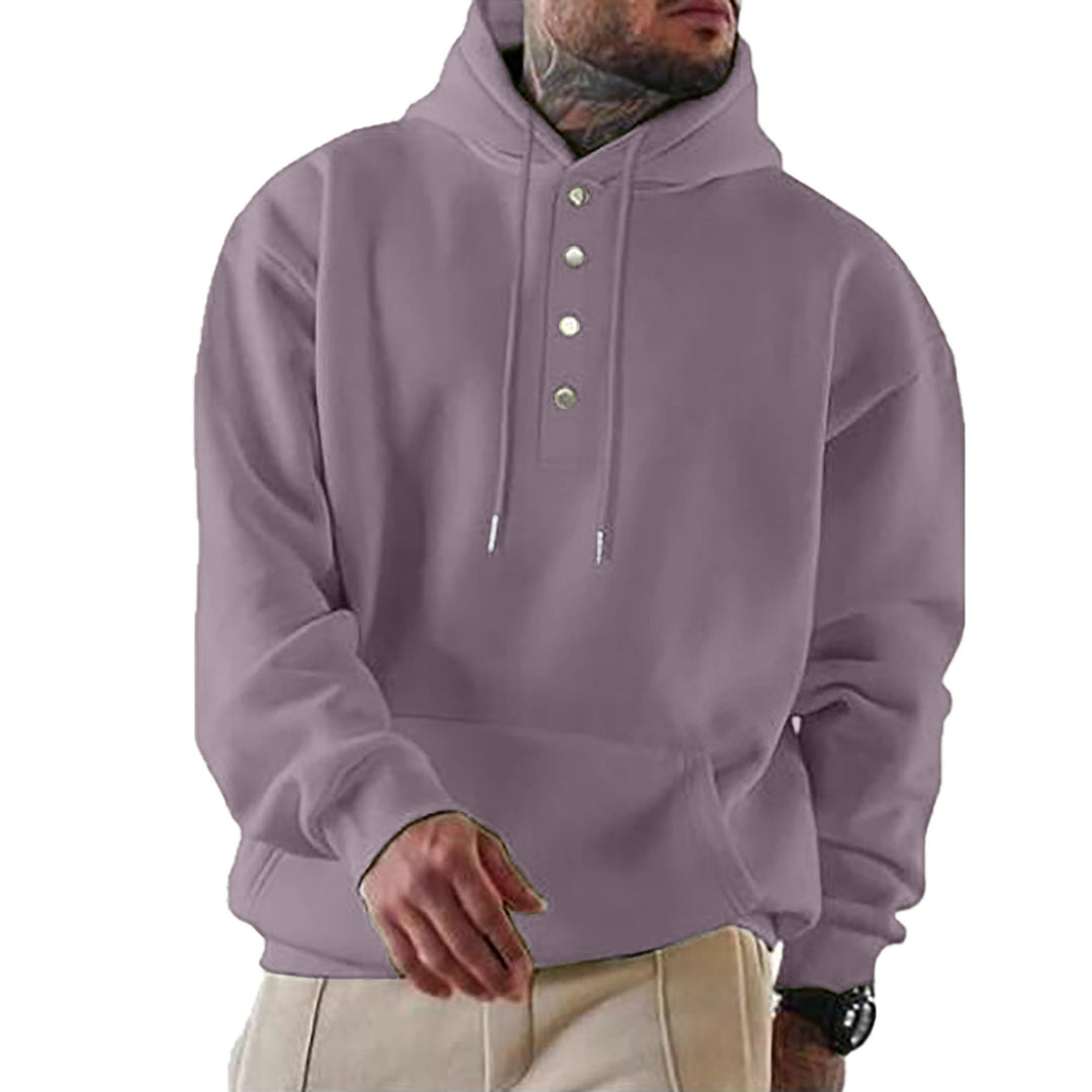 Herren Kapuzenpullover mit Knopfleiste und regulierbarem Kordelzug Echoarchiv