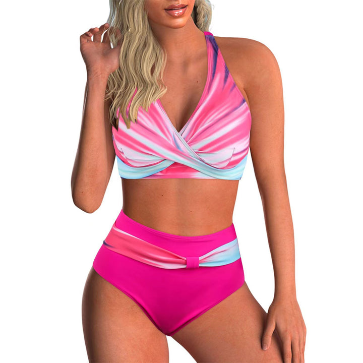 Damen Hochtailliertes Bikini-Set mit modischem Wickeldesign Echo Archiv