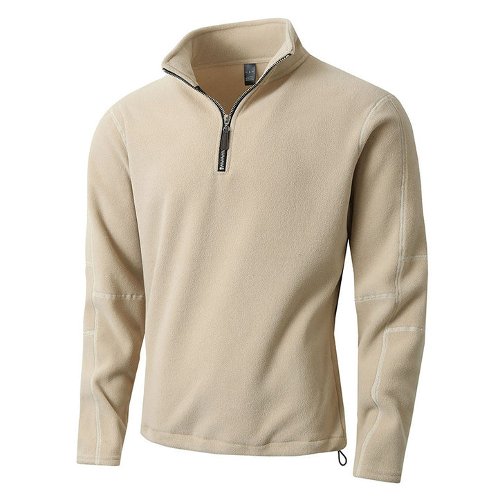 Herren Fleece-Pullover mit halblangem Reißverschluss und Stehkragen Echoarchiv