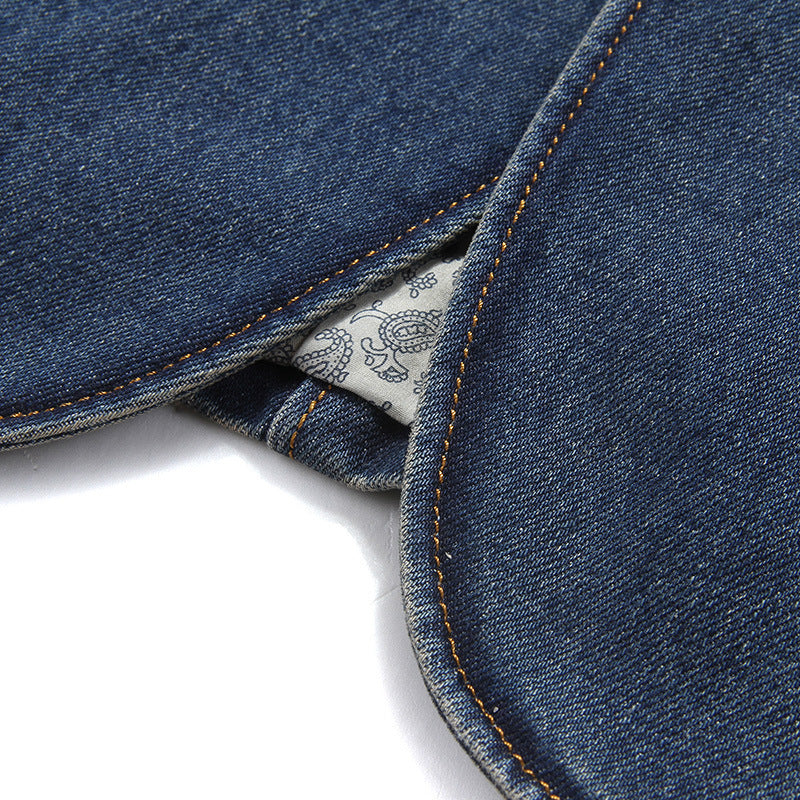 Herren Jeansblazer mit Lederoptikdetails und floral gefüttertem Innenfutter – Taviero
