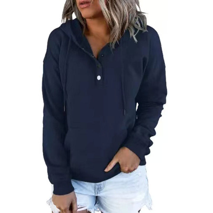 Damen Kapuzenpullover mit Knopfdetails und weichem Fleece-Material Echoarchiv