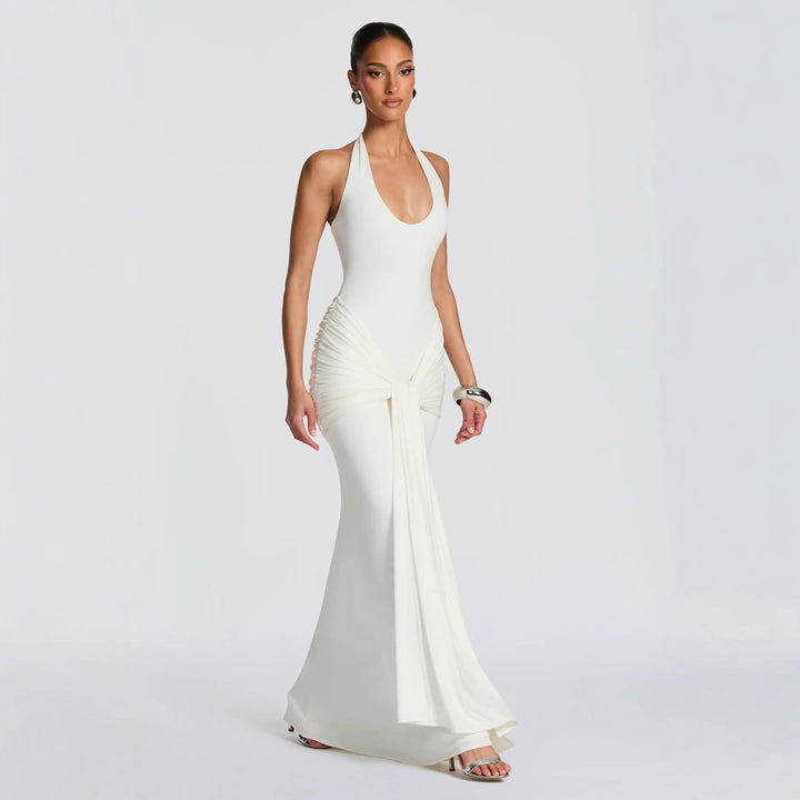 Damen Maxikleid mit elegantem Halterneck und raffinierten Drapierungen Echo Archiv