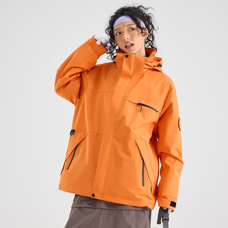 Herren Wasserdichte Outdoor-Softshelljacke mit Kapuze, hohem Stehkragen & Reißverschlusstaschen Echoarchiv