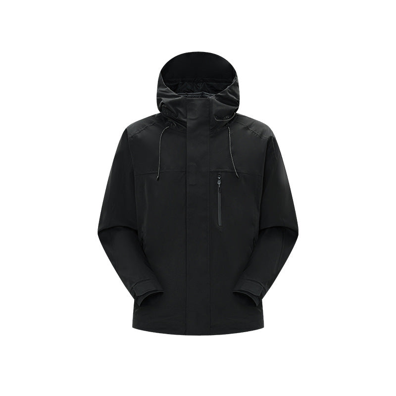 Herren Technische Regen- und Softshell-Jacke mit verstellbarer Kapuze und Brustreißverschluss Echo Archiv