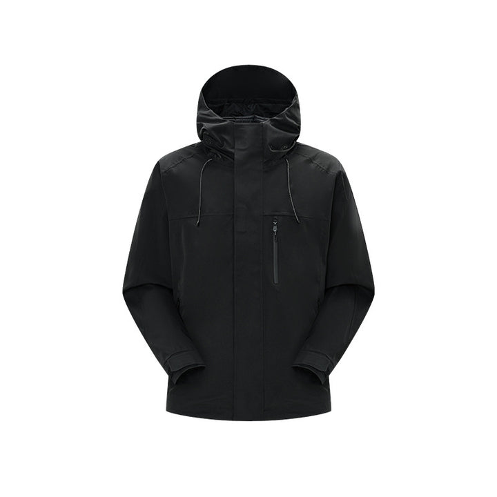 Herren Technische Regen- und Softshell-Jacke mit verstellbarer Kapuze und Brustreißverschluss Echo Archiv