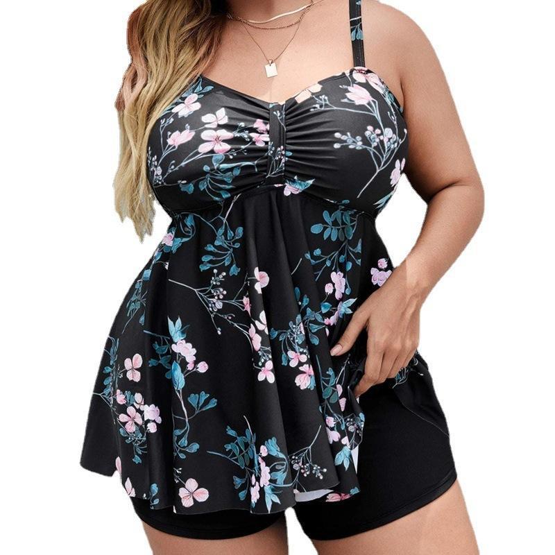 Damen Sportliches Tankini-Set mit floralem Oberteil und Shorts Echo Archiv
