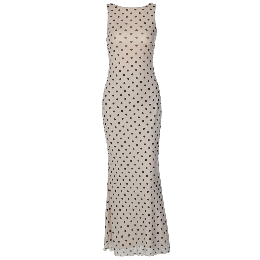 Damen Elegantes Maxikleid mit Punktdesign und figurbetontem Schnitt Echo Archiv